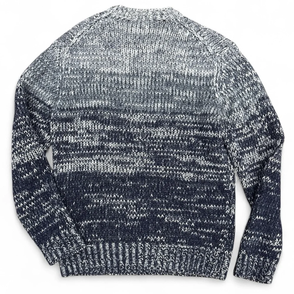 Armani Jeans Sweater Mens Blue Marled Soft Chunky Knit Size L Wool Blend Lux Y2K
